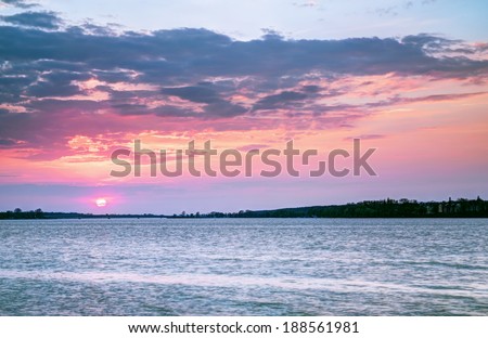 Beautiful sunset over the lake.HDR-high dynamic range