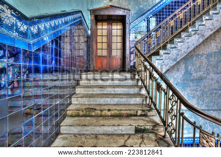 Staircase in an old stylish plant. HDR-high dynamic range