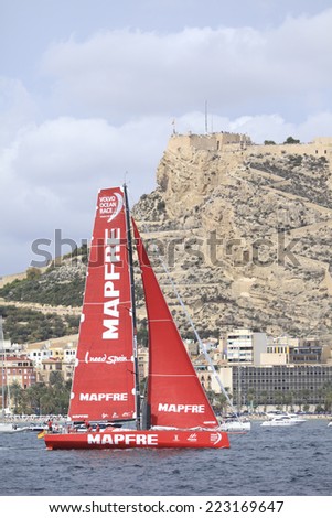 ALICANTE, SPAIN - OCTOBER 11: MAPFRE boat  in the Race Exit, \