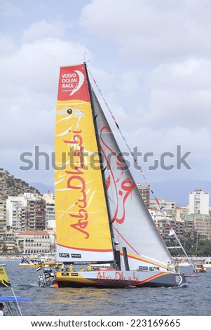 ALICANTE, SPAIN - OCTOBER 11: ABU DHABI boat  in the Race Exit, \