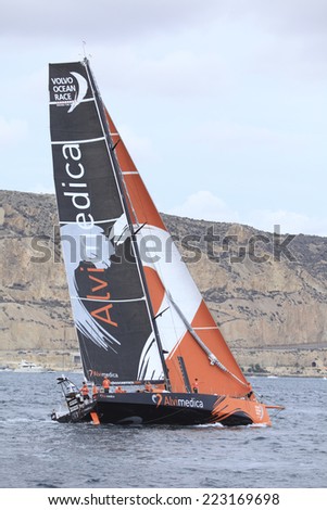 ALICANTE, SPAIN - OCTOBER 11: ALVIMEDICA boat  leaving Alicante  in the Race Exit, 