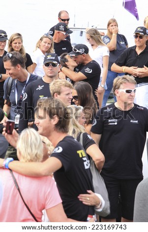 ALICANTE, SPAIN - OCTOBER 11: BRUNEL Team crew, family farewell in the Race Exit, \