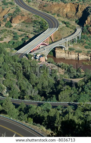 Vertical photograph of the Salt River Canyon Bridge in Arizona