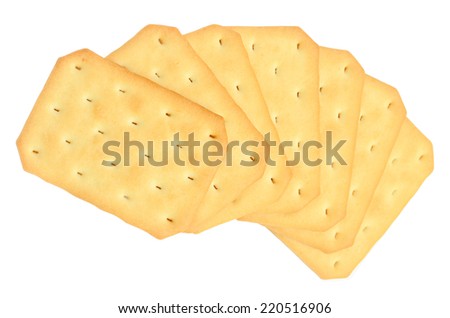 Salty crackers on white background