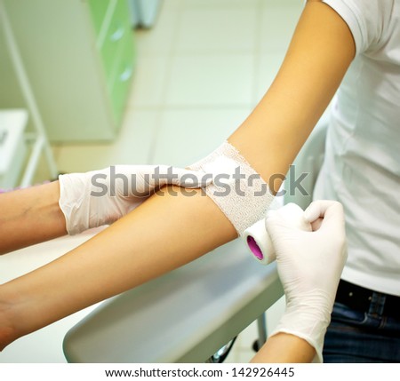 Nurse protect skin after injection