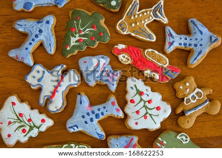 christmas cookies  for boys on the doily- cars, red ferrary, plane, bears