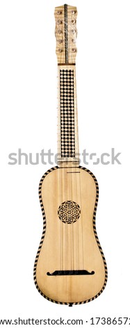 The five-course Renaissance guitar. Back and sides -  the maple,the top is from spruce, rose in old stye is carved .Wood pegs on the head are authentical. Finishing is matt. Frets are from the gut.