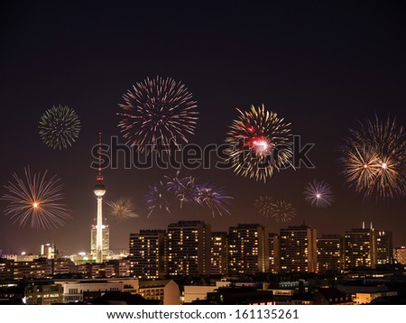 new year\'s eve with fireworks in berlin