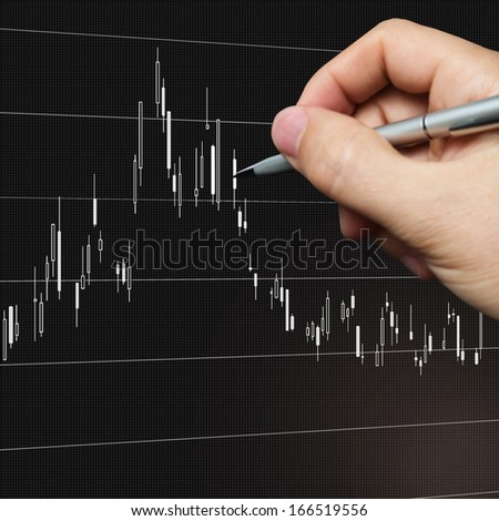 chart analysis and a hand with pen