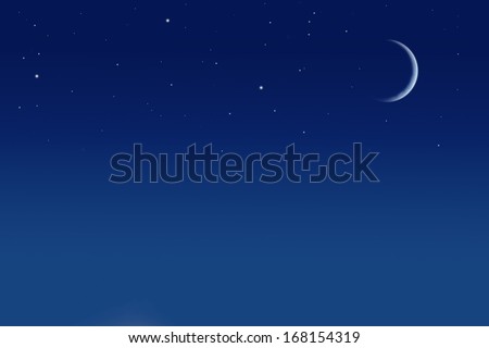 stars and moon in sky