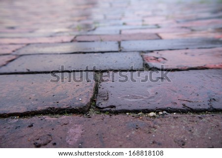 sidewalk, red tiled, background (texture)