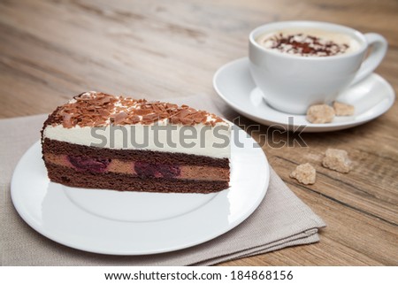 Black Forest cake and coffee