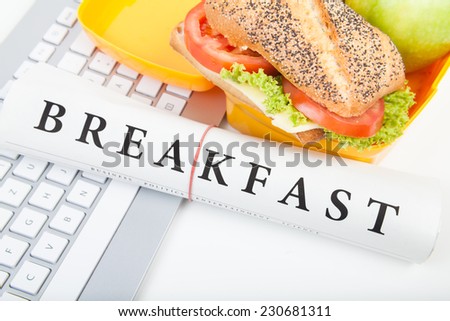 breakfast with keyboard and lunch box