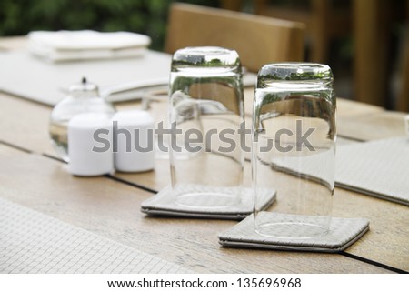 Empty glass on the dining table