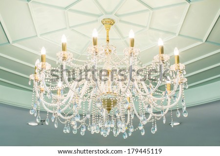 chandelier in classic room shining