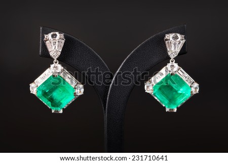 emerald Diamonds Earring in black background