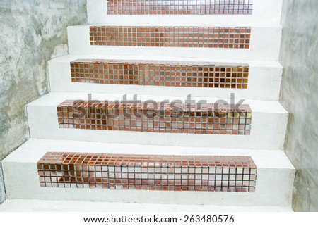 close up of Modern Cement with mosaic stairs
