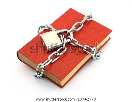 book locked with padlock and chains