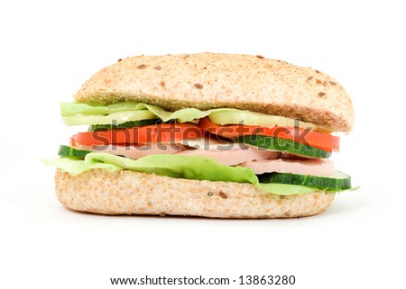 diet food concept - sandwich and meter
