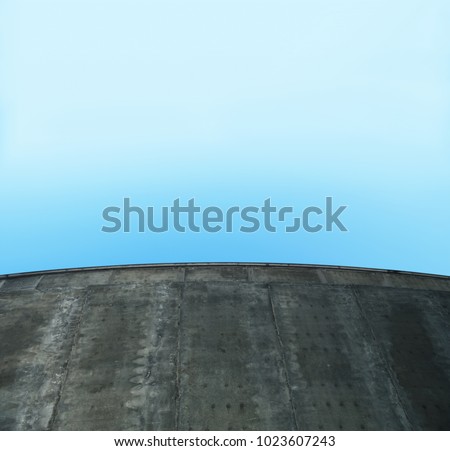 Great Circular concrete platform or ledge and deep blue sky background.