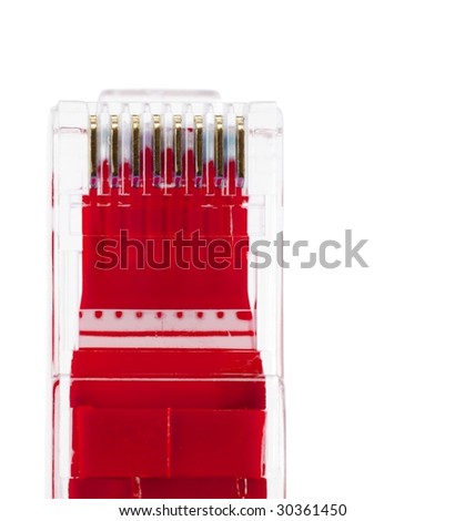 Small Ethernet Connector on Stock Photo   Red Rj45 Ethernet Connector Bottom View Isolated On Pure