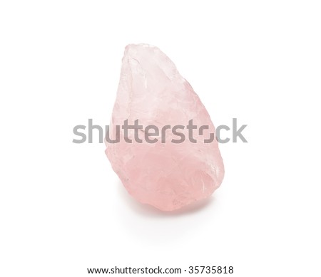 rose quartz isolated on white  with natural shadows
