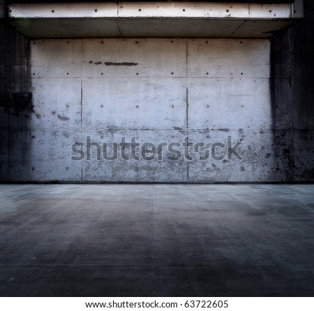 Grungy concrete space with roof