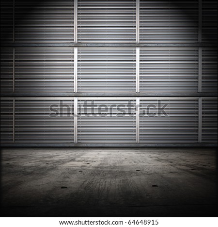 Grungy room with metal siding wall