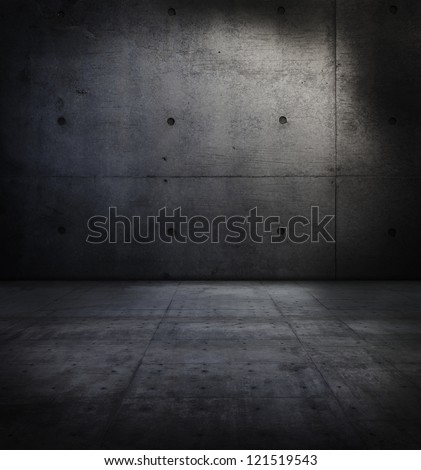 Dark concrete wall and floor.