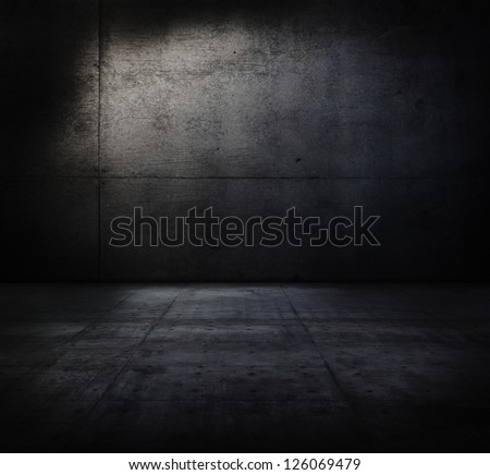 Very Dark And Dim Concrete Room.