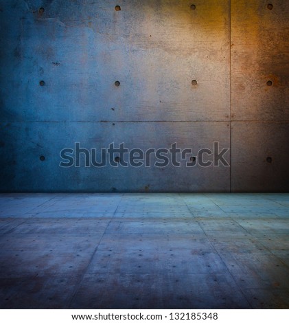 raw concrete space in sunset like ambient lighting.