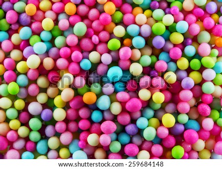 Sugar sprinkle dots decoration for confectionery. High  magnification macro in high resolution.
