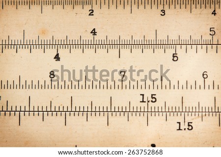 Numbers. Number and scale of an vintage slide rule.
