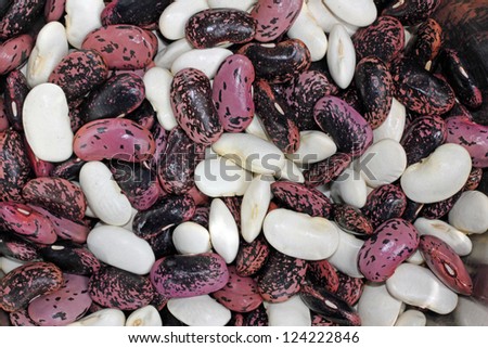 mixed scarlet runner beans, albuminous vegan food background