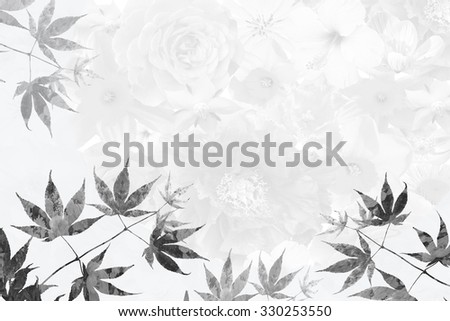 branch with maple leaves and floral background, sympathy design