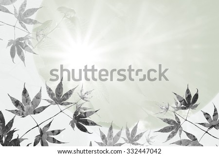 branch with maple leaves and rays of hope, sympathy background