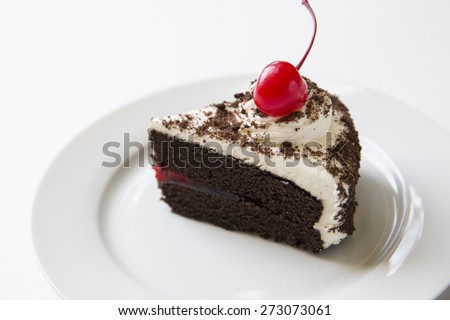 Black forest cake on white plate