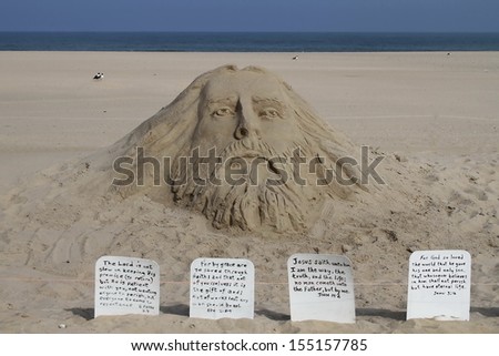 Sand sculpture of Jesus