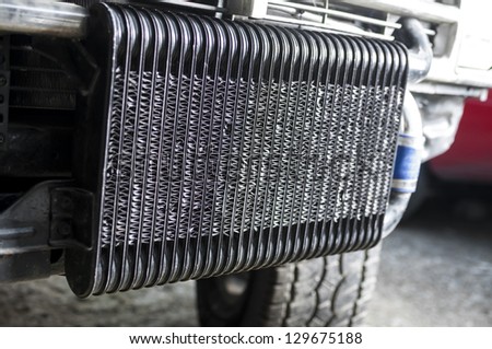 Close up of aluminum automotive inter-cooler