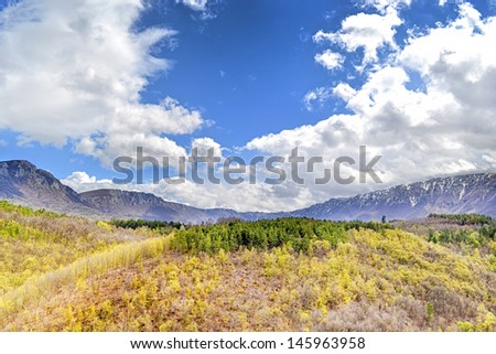 Beautiful landscape with forest of the Dry Mountain (Suva planina) in Serbia