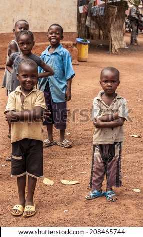 Central African Republic-July 17; unidentified poor kids at streets of Bangui on July 17, 2014 in Bangui, Central African Republic