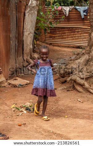 Central African Republic-August 21; unidentified girl at streets of Bangui on August 21, 2014 in Bangui, Central African Republic