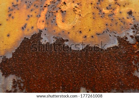 The background of the rusty metal hole peeling paint
