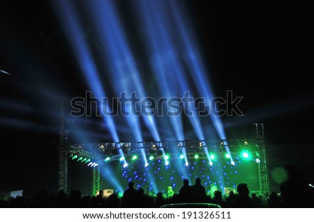 Stage lighting effect in the dark, fuzzy figure