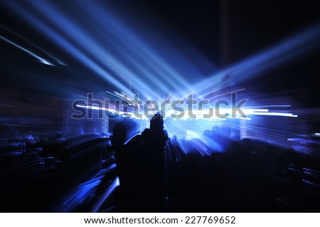 Stage lighting effect in the dark, fuzzy figure