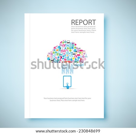 Cover report cloud social network background with media icons vector illustration Cover report cloud social network background with media icons vector illustration