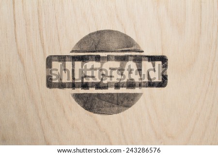 Thailand - Jan 02, 2015: Nissan logo of crates wood in warehouse, . Nissan Motor Company Ltd is a multinational car manufacturer headquartered in Yokohama, Japan.