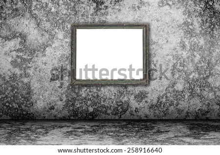 Abstract white interior of empty room with concrete wall and floor and picture frame