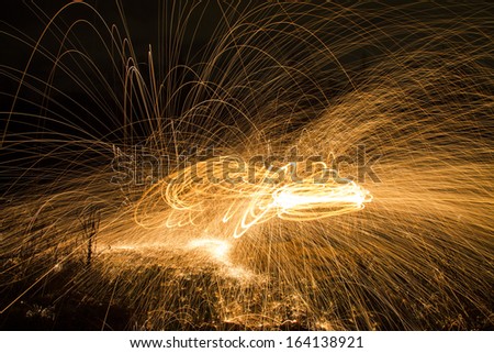 spinning burning steel wool
