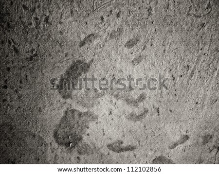 Hand print on concrete wall texture